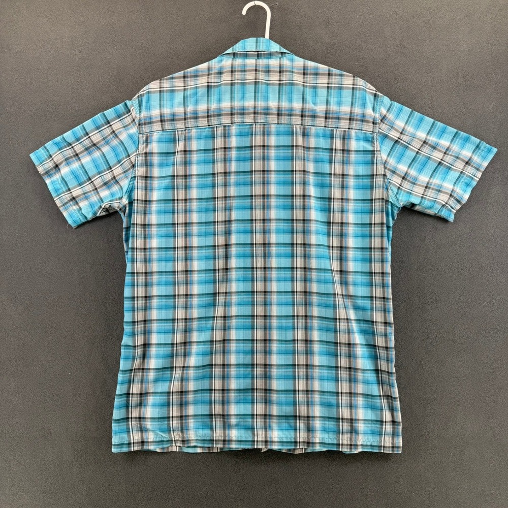 Kuhl Mens Blue Plaid Short Sleeve Button Down Hiking Shirt Large Pockets - Picture 2 of 15